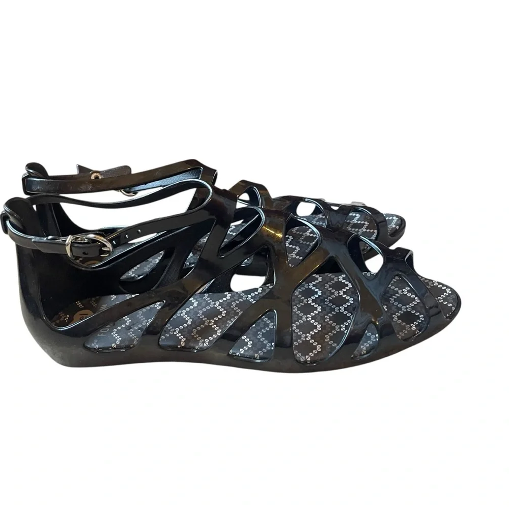 Mel‎ Melissa x Forever 21 Dreamed Jelly Sandals Buckle Crisscross Black Size 6